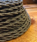 Cloth Covered Twisted Wire - Black tan Pattern  Vintage Style Fabric Lamp Cord