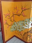 Vintage Silkscreen Pingfeng Room Divider Asian Art Decor Peacock Floral 59 x 35 