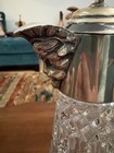 English Silver Plated Crystal Claret Carafe Decanter Pitcher Gothic Barware