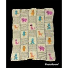 Vintage Baby Blanket Crocheted Afghan Handmade Yellow Pink Blue Gender Neutral