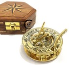 Vintage Old London Clock Sun-dial Compass Wooden Box case Gift For Girl boy