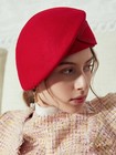 Wool Felt Beret Fascinator Hats For Women Tea Party Wedding Pillbox Hat With Bow