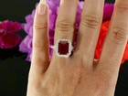 2 92 Ct Emerald Cut Natural Ruby   Diamond Engagement Ring 14k White Gold Size 8