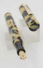 Vintage Oversize Flat-top Black   White Marble Fountain Pen - Medium Nib - 1930s