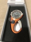 Orvis Carabiner Clip Watch 43mm  Orange Micro Light Compass Outdoor