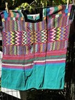 Huipil Handwoven Vintage Guatemalan  Green Base Geometric Design   San Ped