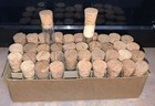 40 Vintage antique Glass Vials W cork Tops original Divided Stapled Box 2 3 4 