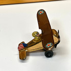 Vintage Marx Tin Litho Wind Up Rollover Airplane Toy Usa Air Corps Pilot 1930s