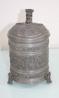Antique German Pewter Stein Lidded Tankard Figural Tavern   Hunting Scenes