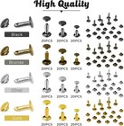 480 Pack Leather Rivets  Brass Rivets For Fabric  Leather Rivet Kit  Double Cap