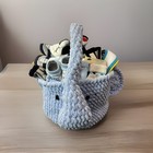Baby Boy Newborn Gift Handmade Crochet Basket 23pc Set Bibs Socks Swaddles