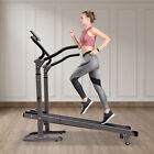 Foldable Manual Walking Treadmill Non-electric Running Machine With Armrests