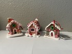 Raz Imports Gingerbread House Ornament Set Of 3 Lighted Clay Dough Christmas New