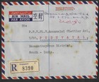 Jn Singapore 1957 Registered Airmail Cover To Puduvayal India