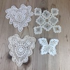 Handmade Doily Lot Of 20 Shapes Hat Dolls Flowers Butterfly Hearts