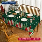 Christmas Tablecloth 60  84 Inch Rectangular  Christmas Trees Green Washable Tabl