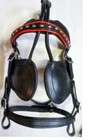 New Black Leather Pony Driving Horse Harness Complete Red Browband W Studs