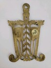 Vintage Trivet Cast Iron Double Brooms Wheat   Heart Footed Wall Hanging