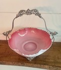 Pairpoint Silverplate Brides Basket With Mt  Washington Cased Glass Bowl C  1880