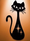 Mcm Metal Wall Art Black Atomic Cat With Starburst Design