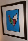 Raymond J  Johnson Original Oil Painting  chicken In Blue Canyon  Framed Beauty