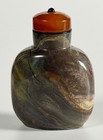 19th C  Chinese Macaroni Shadow Agate Snuff Bottle Chalcedony Translucent