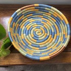 12    Hand-woven African Peace Basket Earth Tone Copper Rim Boho Wall Decor