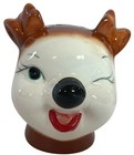 Anthropomorphic Christmas Salt   Pepper Shakers Winking Deer Vintage Style New 