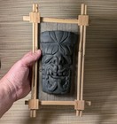 Bamboo Framed Wall Hanging  ku  Tiki Mask Retro Tiki Bar Art Decor Tribal Lounge