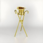 Brass Tophat Champagne Cooler On Brass Cane Tripod Stand