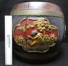   Antique 18th - 19th Century Chinese Carved Wooden Rice Barrel W Appliques 