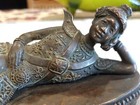 Antique Se Asian Bronze Copper Thai Burmese Buddha Woman Figure Statue 8  X 3 5 