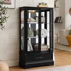Lighted Glass Curio Cabinet With Adjustable Shelves Elegant 2 Door Display