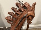 Tribal Art Hand Carved Wood And Horn Horse  Lizards  People Large