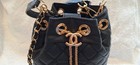 New Chanel Black   Gold Vip Bucket Bag Purse With Straps