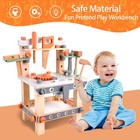 Wooden Tool Bench For Kids Toddlers  Pretend Play Workbench Set Workshop Work   