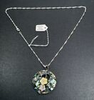 Nwt Lee Sands Abalone Mother Of Pearl Pendant W Silver Plated Necklace Chain 28 