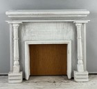 Dollhouse Miniature White Fireplace Mantle With Fireplace Tools