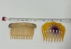 Vtg 1960 s Hair Side Combs Multi Colored Teeth Pick Shell Wavy Made In France