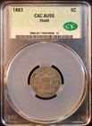 1883 Shield Nickel - Cac Au55  Attractive Choice Au  Final Year Of Type Issue 
