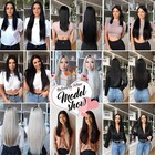 Seamless Clip In 100  Human Hair Extensions Remy Hair Weft 8pcs Full Head Blonde