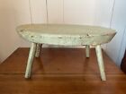 Early Primitive Wooden Stool W  Old Apple Green Paint