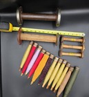 Lot Of 17 Antique Wooden Spools-various Sizes  12 With Thread