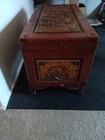 Hand Crafted Wood Asian Trunk  Hand Carved Wood Chest Box Vintage Collectible