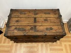 Vintage Wood Steamer Trunk Chest Coffee Table Storage Box Antique Old Loft Decor