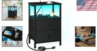 Nightstand With Charging Station Led Night Stand End Table With Drawers