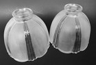 A Pair Vintage Art Deco Clear frosed Ribbned Tulip Dome Glass Lamp Shades 5 x6 