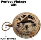 Vintage Brass Sundial Compass Pocket Style Nautical Keychain For Gift