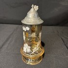 Vintage Glass German Beer Lidded Stein