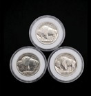 3 Vintage Buffalo Nickels Full Dates 1935 1937 Indian Head 5c Coins In Capsules
